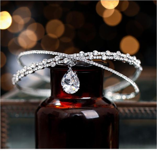 

vintage crystal bridal hair accessory wedding rhinestone waterdrop leaf tiara crown headband necklace bridesmaid clasp qylseg