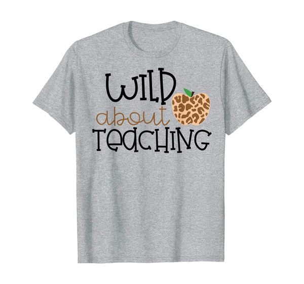 

wild about teaching leopard print school teacher shirt, White;black