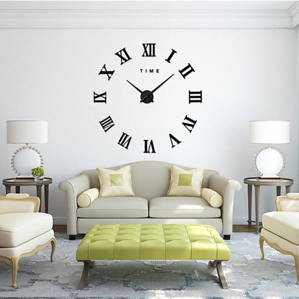 

diy wall clock 3d mirror surface sticker home office decor clock acrylic mirror stickers watch for home living room decoration