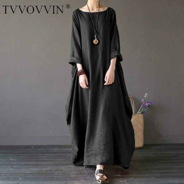 

summer autumn plus size dresses women 4xl 5xl loose long vintage dress boho shirt dress maxi robe fashion female q293 210316, Black;gray