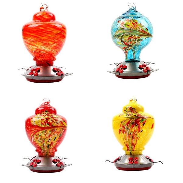 

other bird supplies feeder hand-blown glass hanging hummingbird garden wild drinking fountain feeding station container