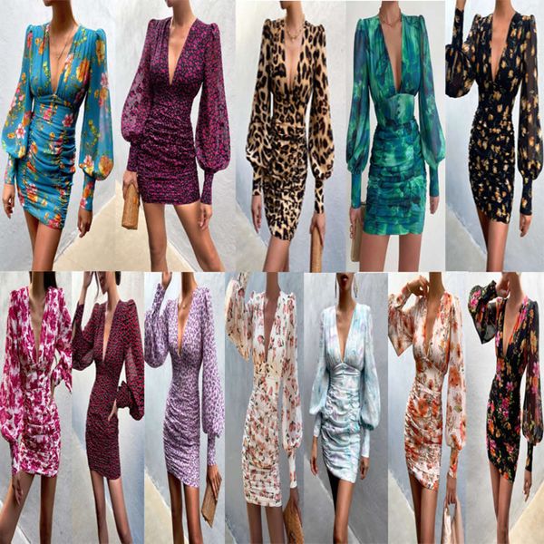 

printed v-neck long sleeve hip wrap for, White;black