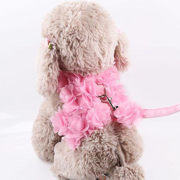 

dog collars & leashes fashion beautiful flower small vest harness and leash set pet cat chihuahua terrier puppy no pull easy control