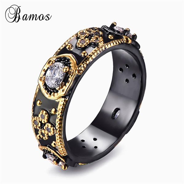 

wedding rings bamos punk male female unique finger ring fashion black gold filled jewelry vintage for men and women, Slivery;golden
