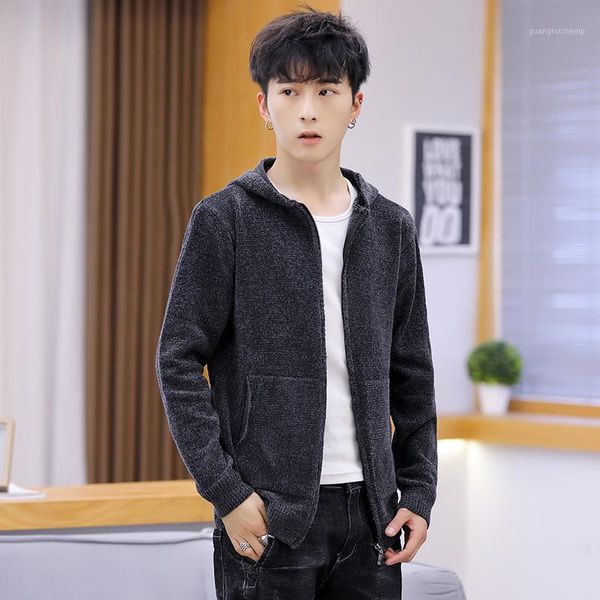 

men's jackets 2021 hooded jacket fashion kpop style streetwear solid color long sleeve men casual harajuku slim clothes, Black;brown