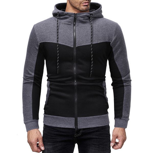

mens slim fit hoodie loong sleeve hooded sweatershirt fashion men autumn winter jacket man sport track, Black