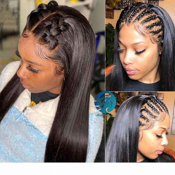 

skin melt lace wigs invisible remy frontal 150% swiss full lace wig human hair black women pre plucked with baby hair remy brazilian, Black;brown