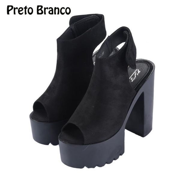 

preto branco show super light platform fashion boots fall style night club high heel boots womens shoes, Black