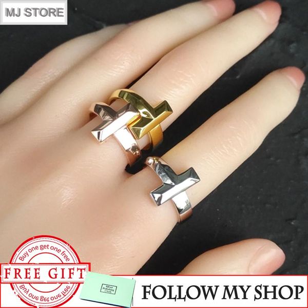 

cluster rings original 1:1 sterling silver s925 ring t series t1 wide couple wedding jewelry exquisite charm women, Golden;silver