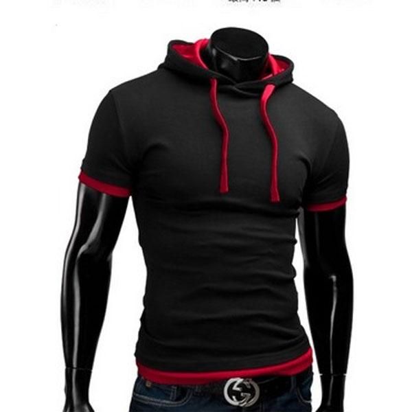 

short-sleeved tshirts hooded candy color series, White;black