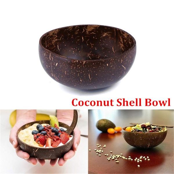 

bowls 1pcs natural coconut shell bowl soup salad noodle rice wooden fruit