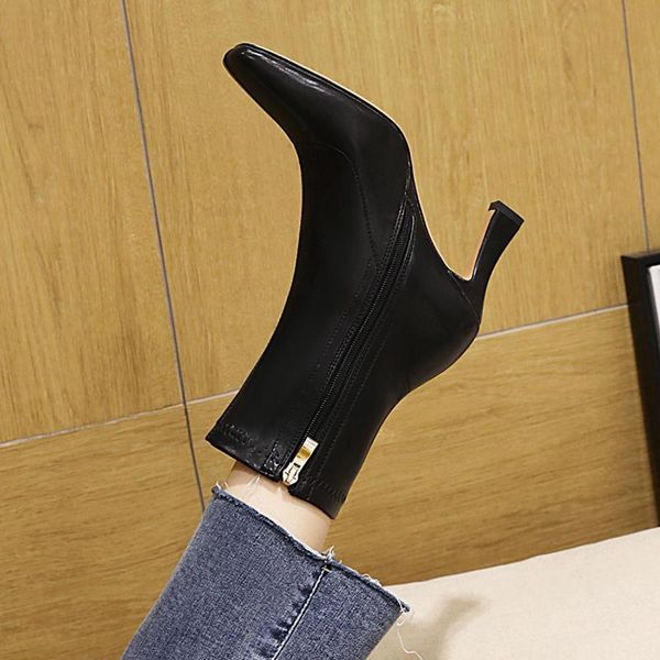 

boots arden furtado 2021 autumn winter fashion side zipper square head women's shoes stilettos heels black ankle 47 48