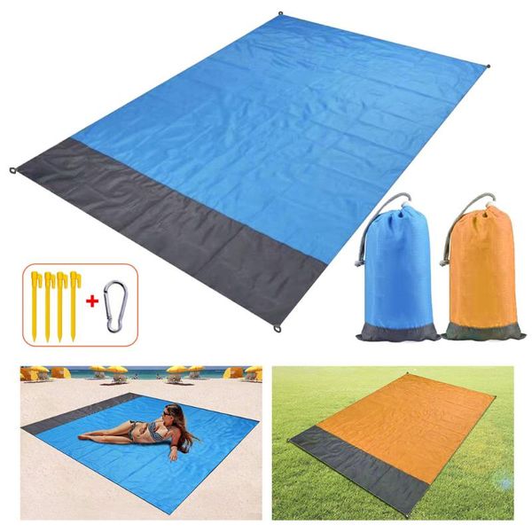 

outdoor pads 2x2.1m 2x1.4m pocket sand beach blanket folding camping mat mattress portable waterproof lightweight picnic