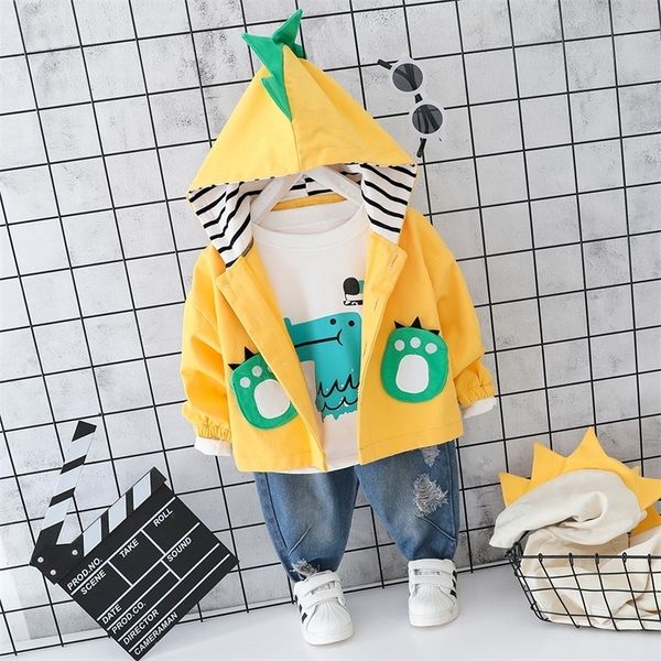 Abbigliamento infantile Boy Set Autunno Inverno Baby Girl Dinosaur Coat + T-shirt + Pant Abiti Suit per vestiti appena nati 210309