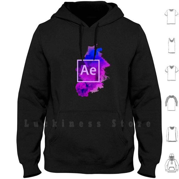 

men's hoodies & sweatshirts adobe after effects hoodie long sleeve ae pc purple smoke, Black