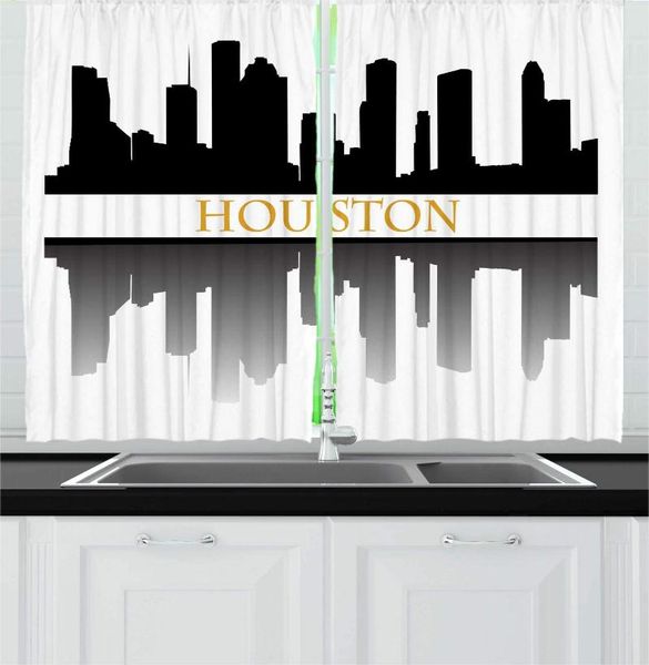 

curtain & drapes white black dark yellow houston kitchen curtains city skyline silhouette the federal state texas reflection window