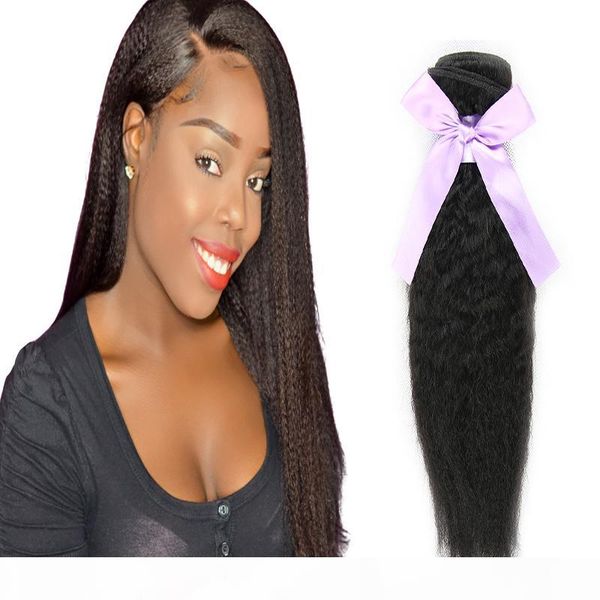 

3 or 4 pcs 100g brazilian kinky straight hair weave bundles 100% human hair yaki remy hair natural black color for women