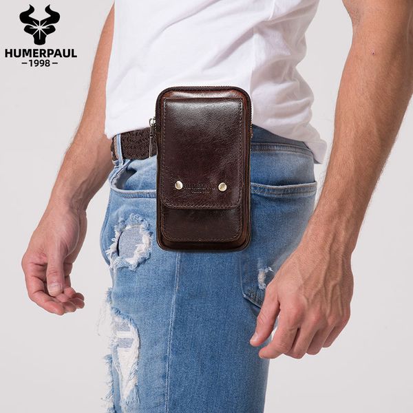 

leather waist leather multifunctional large capacity mobile phone men's bag