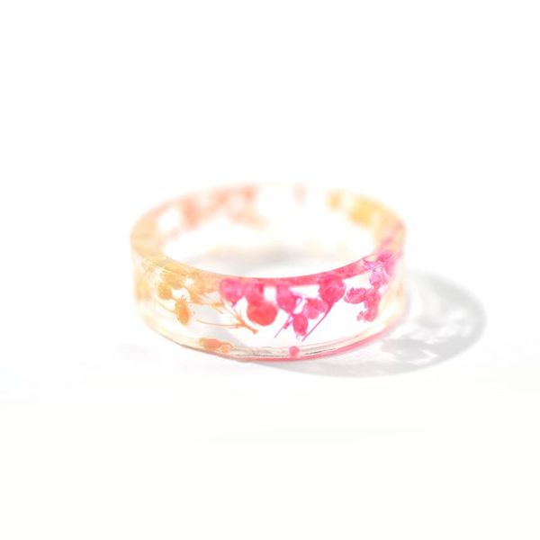 

cluster rings real dried flowers colorful resin novelty clear classic bijoux femme handmade aneis feminino for women romantic gifts, Golden;silver
