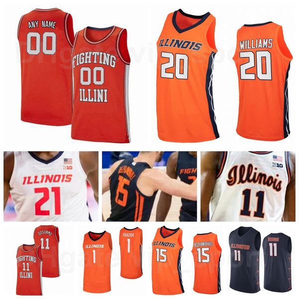 

basketball illinois fighting illini college jersey 15 giorgi bezhanishvili 20 damonte williams kendall gill deron williams nick anderson, Black