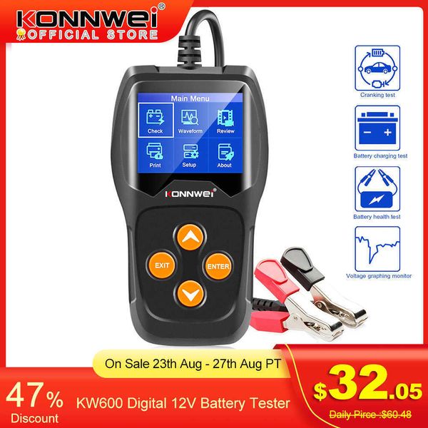 

new konnwei diagnostic tools kw600 car battery tester 12v 100 to 2000cca 12 volts battery tools for the car quick cranking charging diagnost