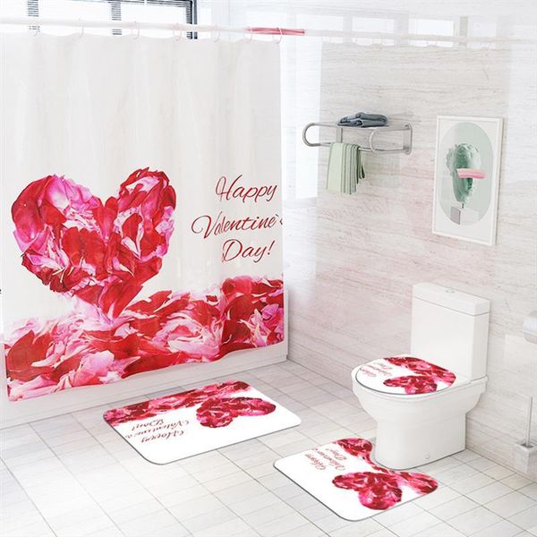 

shower curtains curtain valentine's day romantic red heart shape waterproof polyester bath for bathroom accessories with 12 hooks