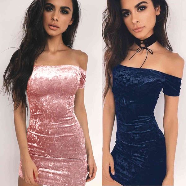 

7309 pink and blue one neck, bra, spotted velvet, hip dress, summer style, Black;gray