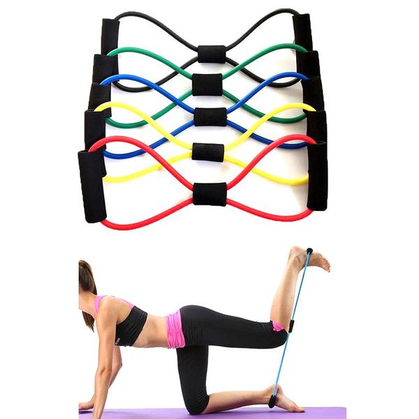 

yoga gum fitness resistance 8 word chest expander rope workout muscle fitness rubber elastic bands for sports exercise