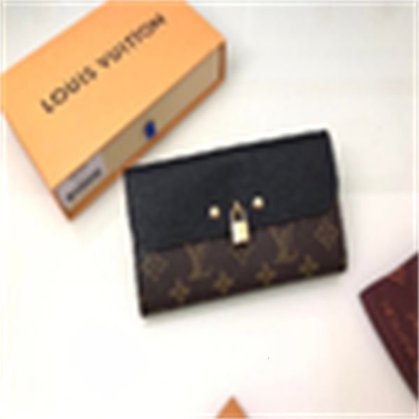 

cases brand designer purse luxury m61835 card print and key padlock wallet leather pouches compact long holders wallets chain wallet, Black;red
