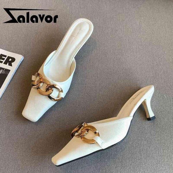 

zalavor fashion women sandals high heel summer shoes women metal buckle shoes lady daily home footwear size 35-39, Black