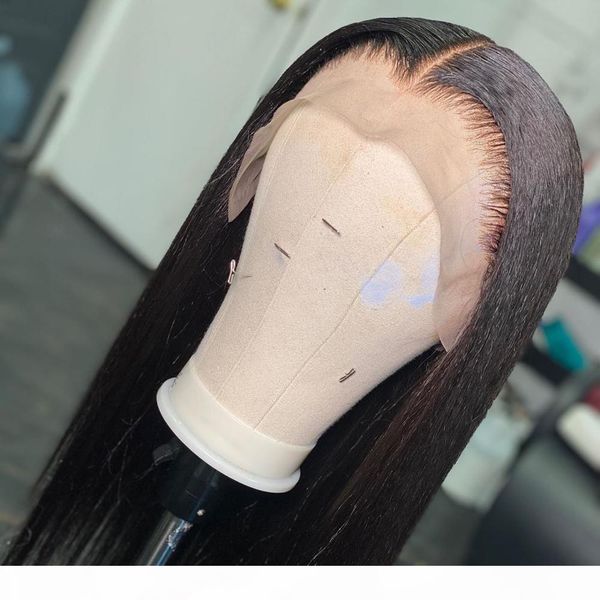 

13x4 straight wig 130% lace front human hair wigs for black women brazilian remy hair pre plucked lace wig with baby, Black;brown