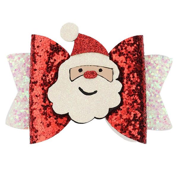 

natal christmas hair clips santa claus sequins barrettes girl ornament headband children hairpins headwear accessories, Slivery;white