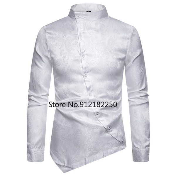 

men's dress shirts mens paisley henley shirt long sleeve button down casual regular fit men harajuku streetwear chemise homme, White;black