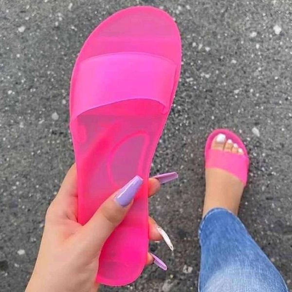 

slippers summer transparent jelly shoes candy color soft casual women comfort ladies beach pvc slides female 2021, Black