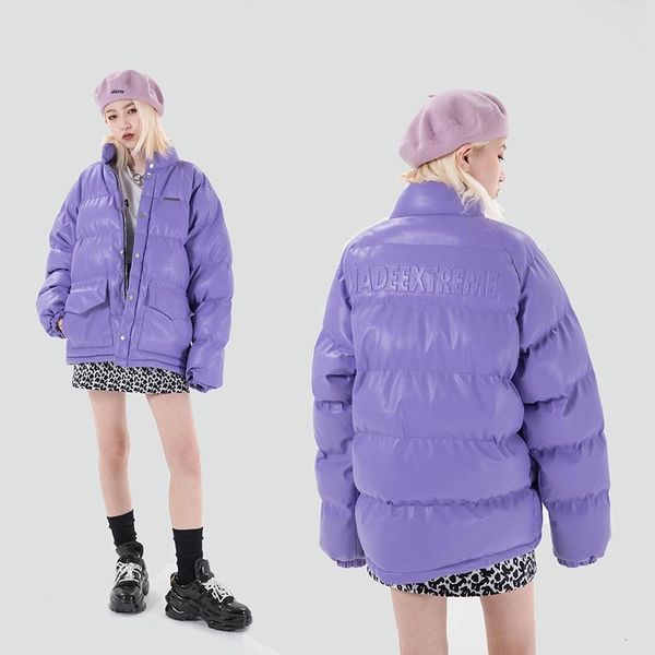 

2021 New De Inverno Grosso Slido Para Homem e Mulher Solto Acolchoado Streetwear Oversize Bluso Casual Parka Pyt3, Black