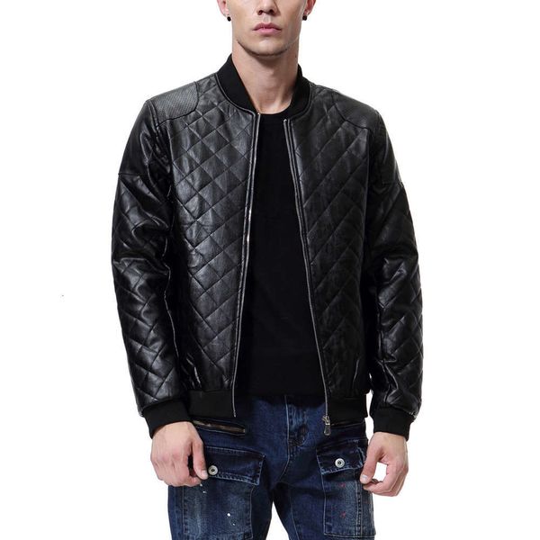 

autumn 2020 new british stand collar men's diamond wash leather pu jacket d039winter, Black;brown
