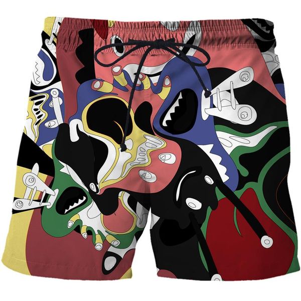 

men's shorts the latest summer funny 3d abstract art graffiti short beach casual quick-drying swimming trunks, White;black