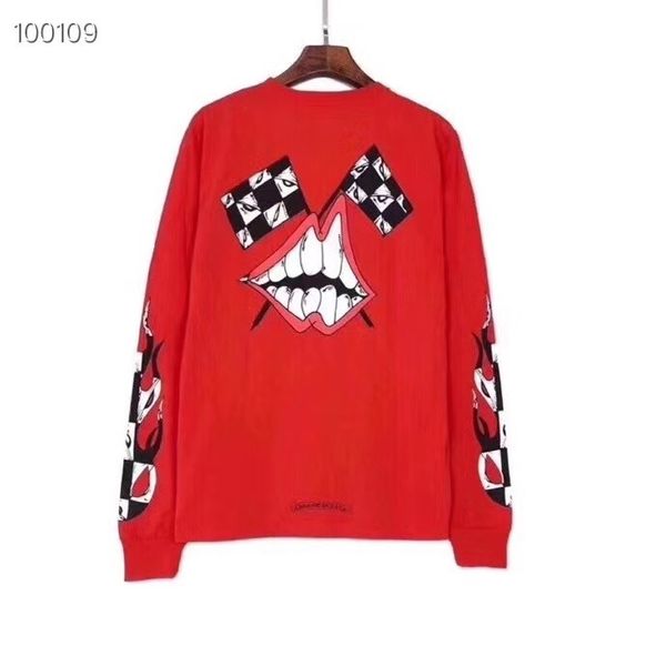 

chrome/heartsproducts chaohuo crowe xinchao ch horseshoe new graffiti round neck pullover men's and women's long sleeve t-s, Black