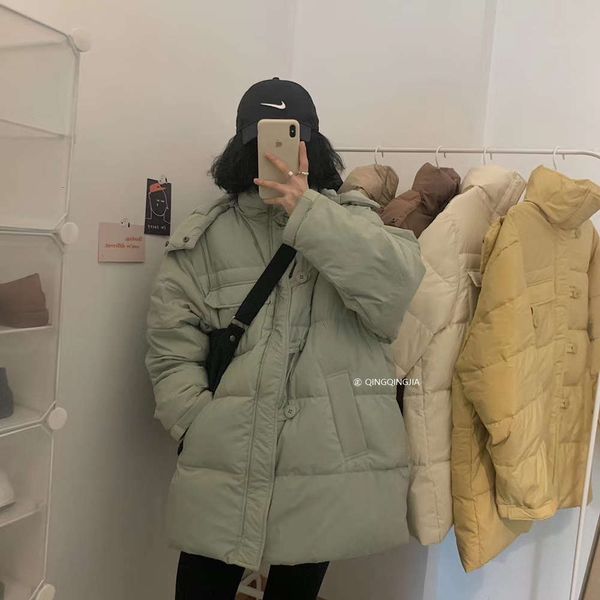 

seaswinter down jacket female couple style loose work warm coat, Black