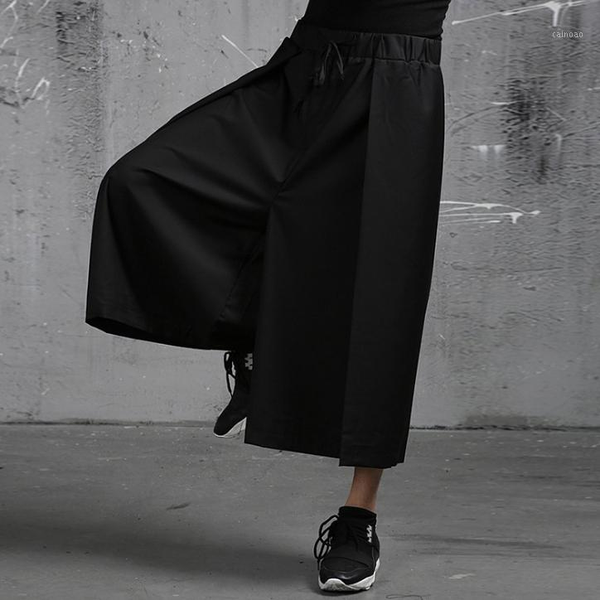 

men's pants large wide leg loose bucket capris, Black