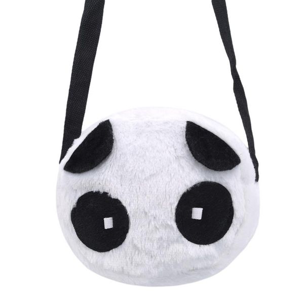 

purse lovely children coin cartoon plush messenger bags cute animal panda fluffy baby kid kindergarten cross-body bag, White