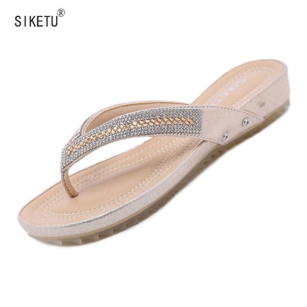 

slippers est women's fashion leisure summer beach shoes rhinestone design soft sole paltform flip flops sandals siketu brand, Black