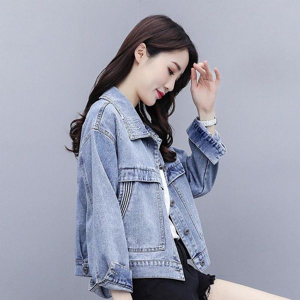 

women's jackets denim jacket female korean version 2021 spring and autumn retro hong kong flavor casual, Black;brown