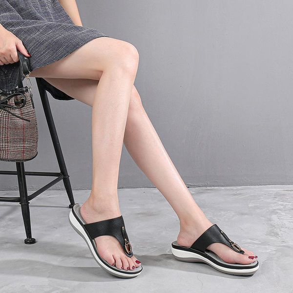 

woman sandal fashion summer beach shoes 2021 summer sandalias wedge pu breathable sandals ladies soft sandal shoes, Black