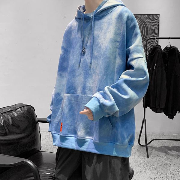 

2021 new autumn cotton tie-dye hoodies men's fashion casual hooded sweatshirt men streetwear loose hip-hop pullover hoodie mens hoody z, Black