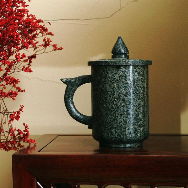 

mugs inner mongolia maifanshi ceramic cup with cover tea set natural original stone handmade mug 400ml