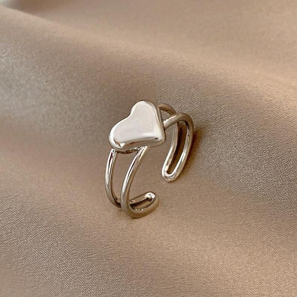 

wedding rings the listing jewelry gift korean trend double layer geometric female sweet love bridal ring for women girls, Slivery;golden