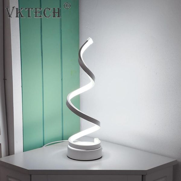 

table lamps led spiral lamp modern desk bedside acrylic iron art decorative curved light for home bedroom decor eu plug