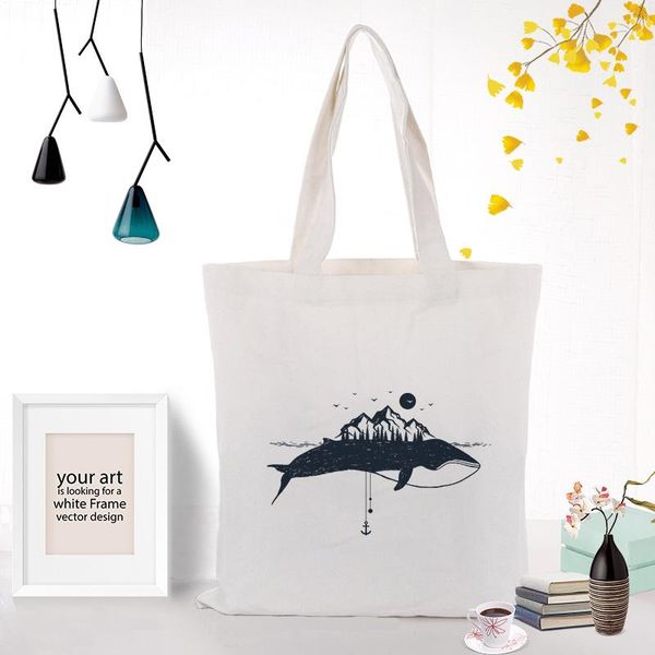 

shopping bags tote bag canvas handbag black illustration text diy daily use custom print eco reusable recycle