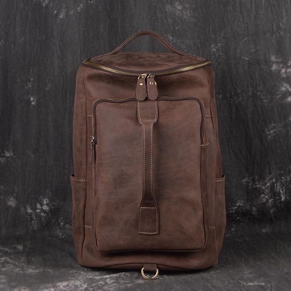 

backpack 154 genuine leather cow skin large travel bag men outdoor